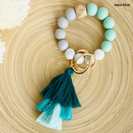 Load image into Gallery viewer, Silicone Wristlet Tiered Tassel Beaded Key Chain
