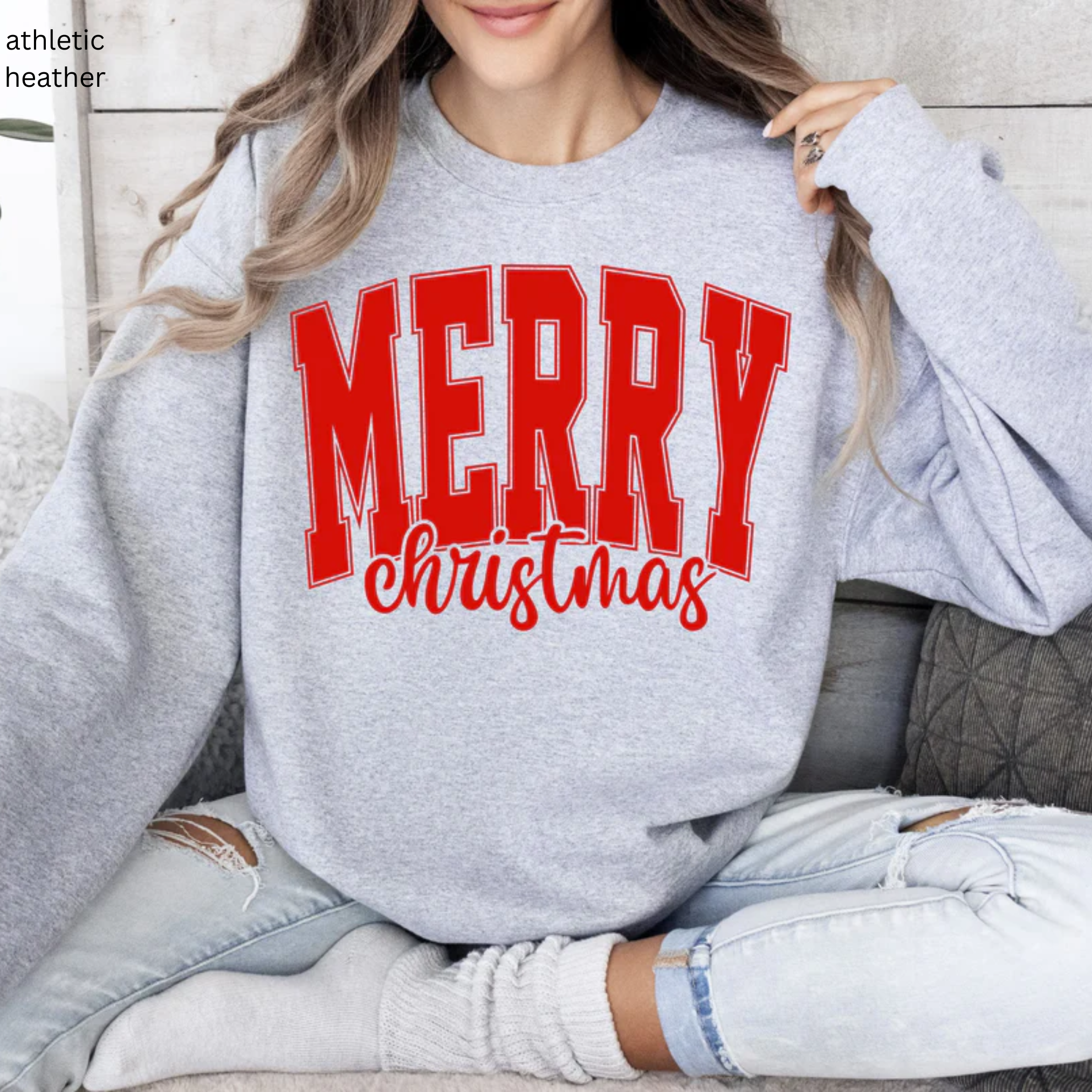 Red Merry Christmas Crewneck Graphic Tee