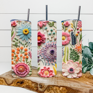 Embroidered Floral Tumbler