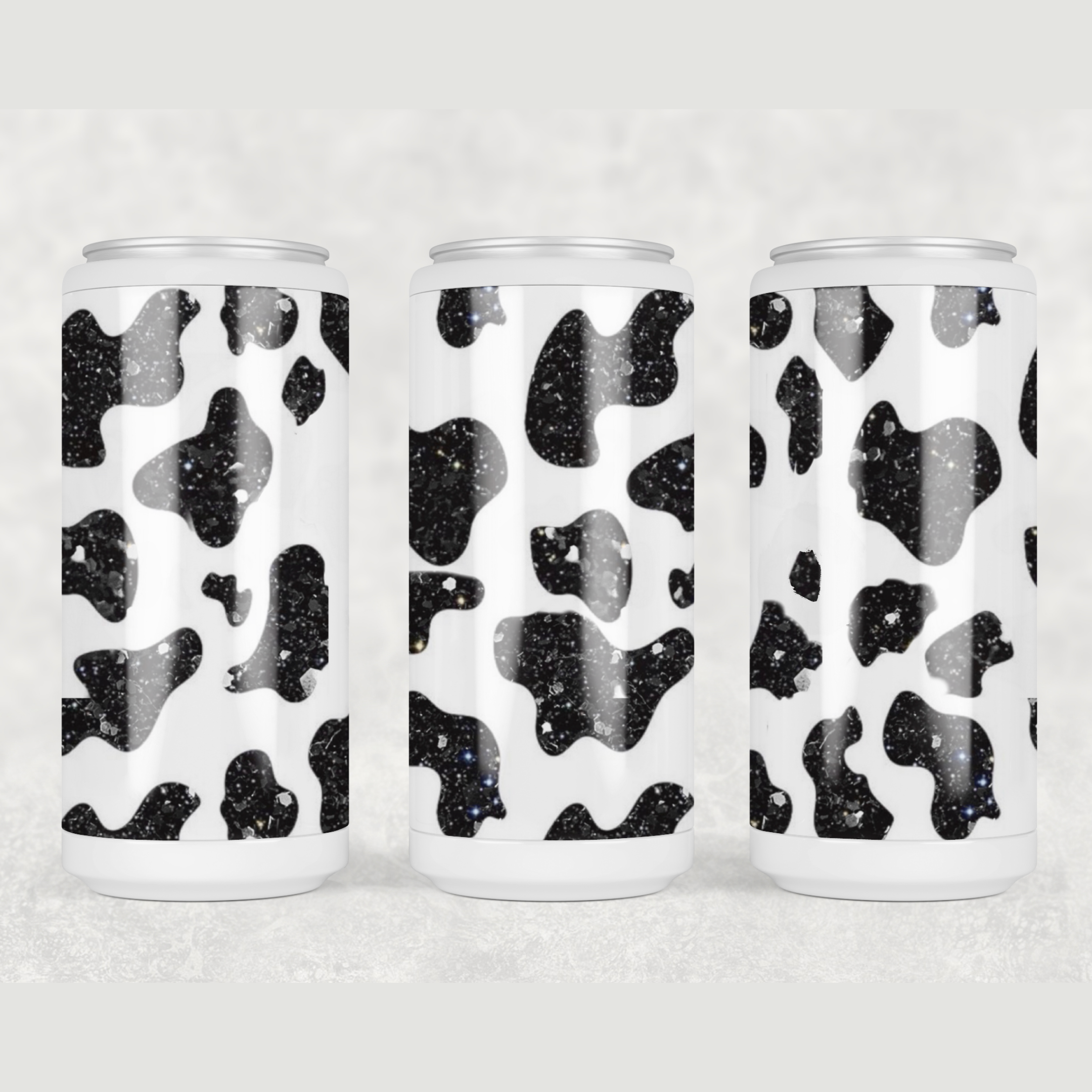 Cowhide Glitter Skinny Can Cooler